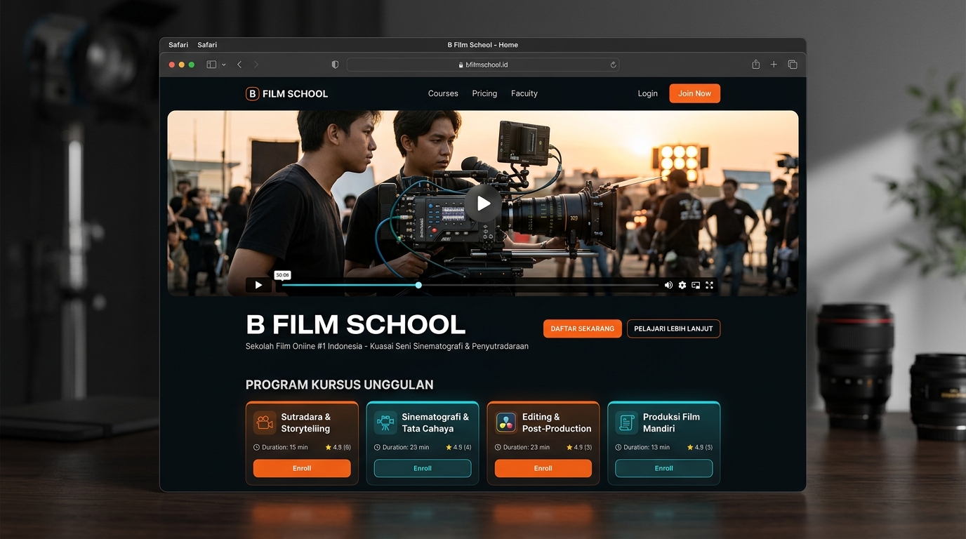 Kelas Online B Film School Landing Page